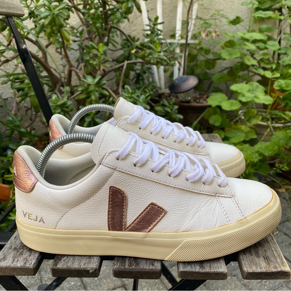 Veja Campo ChromeFree Sneakers Women's Size 10 White Pink Athletic Leather Shoes - Picture 6 of 14